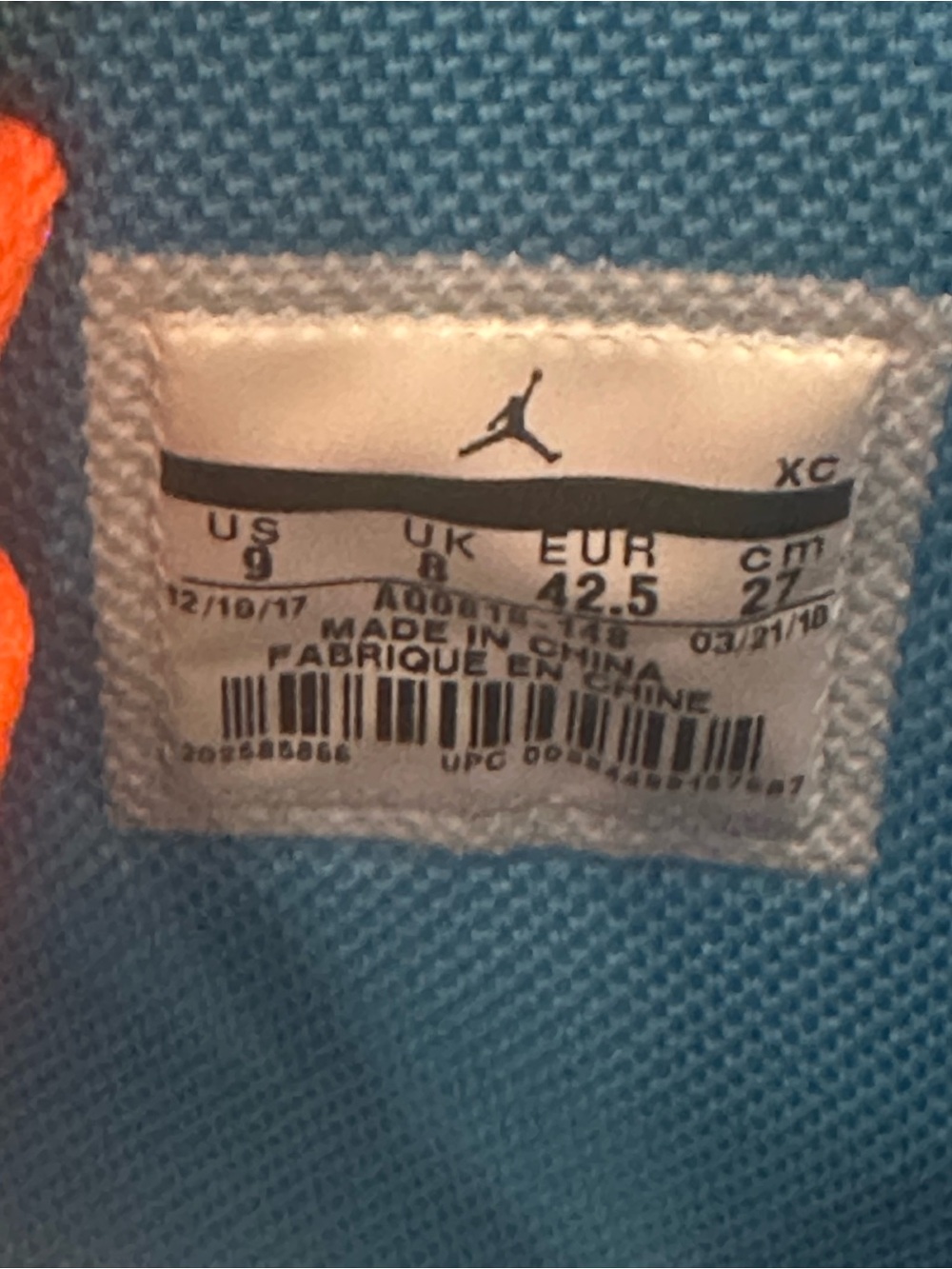 Nike Off-WhiteHigh-Top Sneakers in Blue/White with Orange Laces - Picture 5 of 5